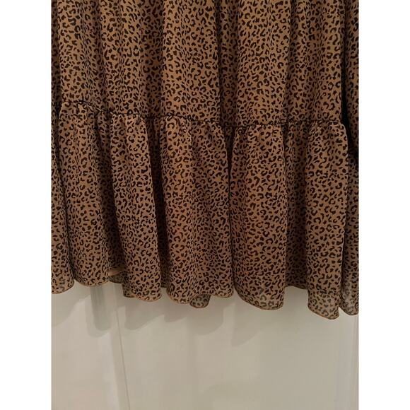 Missguided Plus Animal Print Mini Ruffle Dress US 12 Sheer Leopard Flowy Mobwife - Picture 5 of 6